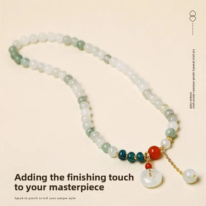 Double-layer Stacked Dai Tianshan Jade Beaded Ping An Buckle Small Drop Hand String Light Luxury Niche Natural Crystal Bracelet
