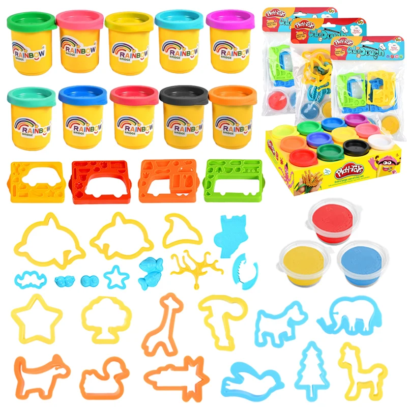 Kids Play Dough Set Safe Modeling Clay making Kit with Mold Plasticine Refill Pack DIY Craft Toy for Girls Boys Educational Gift