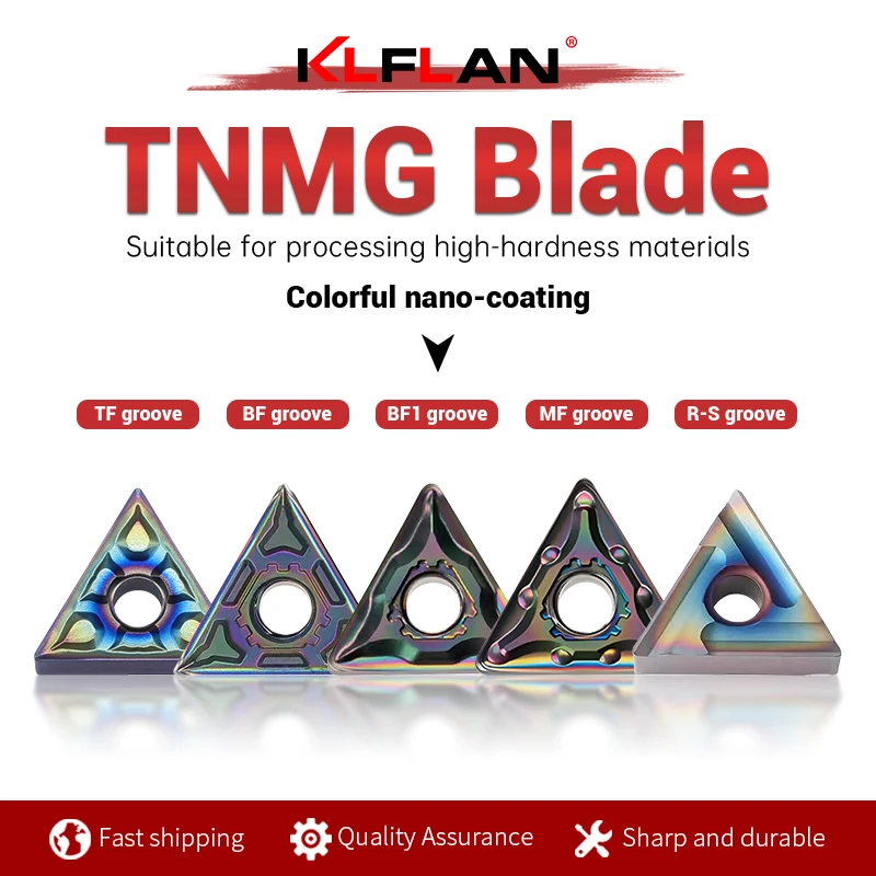

Nano Blue and Rainbow High-Hardness Cutting Inserts TNMG160404 TNMG160408 Machining Quenched Steel and Stainless Steel