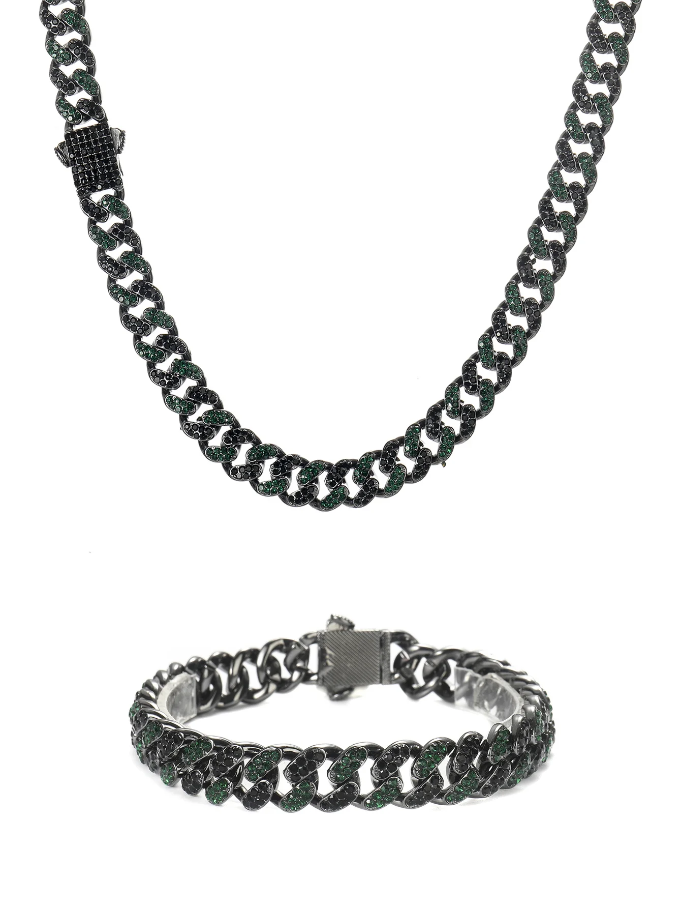 Bracciale + collana Hip Hop personalità catena cubana Set gioielli Unisex la scelta migliore per la moda