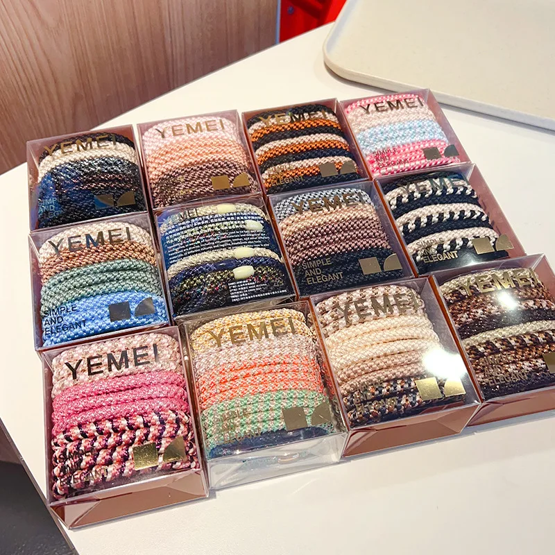 

10Pcs Pack Woven High Elastic Hair Band Women's Hair Tie Basic Rubber Band Bold Headband High Ponytail Hair Rope Headgear.