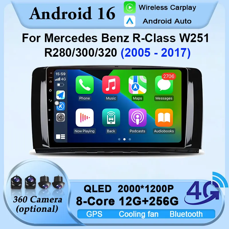 

Автомобильный радиоприемник для Mercedes Benz R-Class R Class W251 R280 R300 R320 2005-2017 плеер GPS-навигация навигация 2K мультимедийное видео