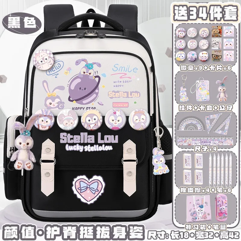 Disney-StellaLou Cartable pour étudiant, sac à dos étanche, sac à dos anti-taches, coussin initié léger, dessin animé mignon, décontracté, nouveau