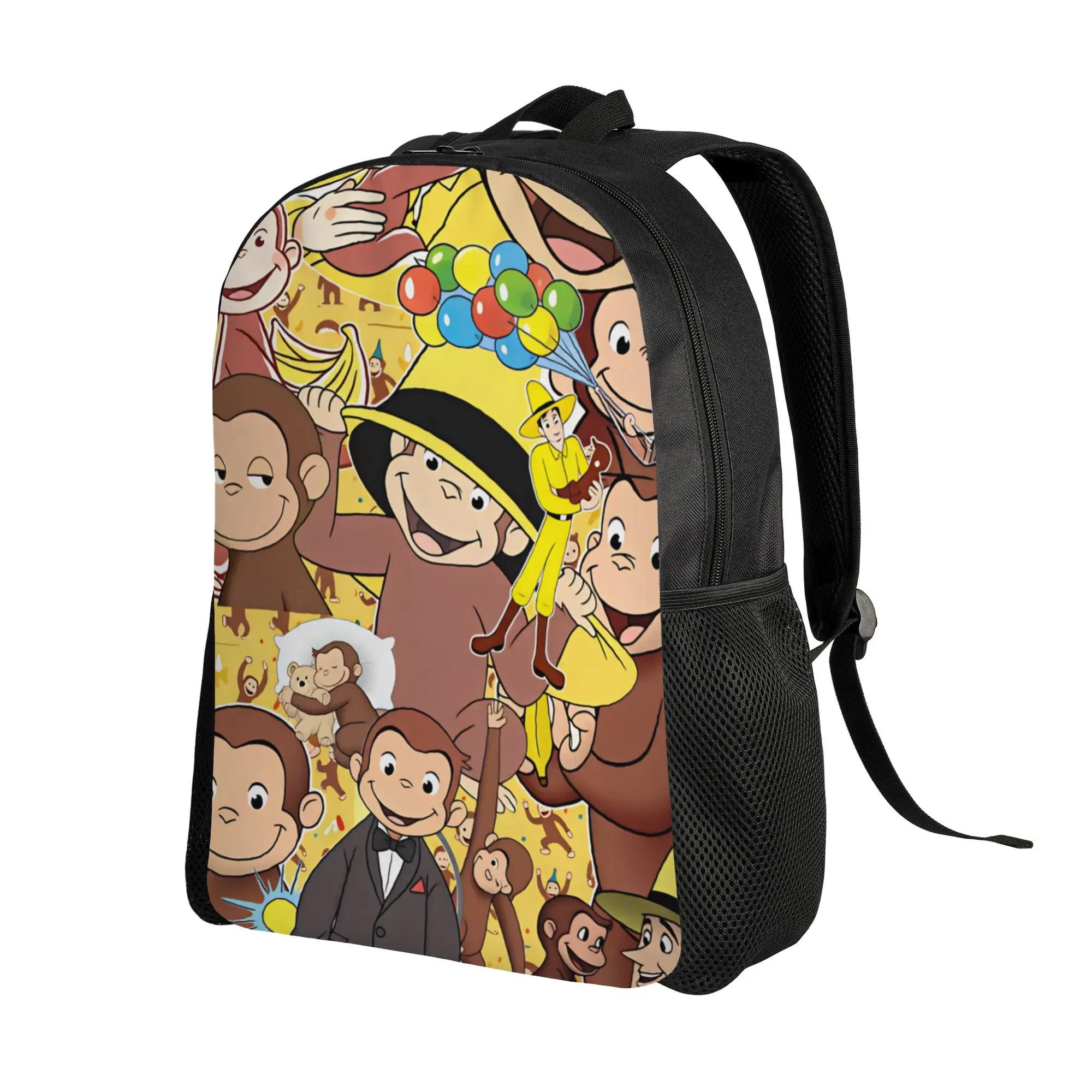 Curious George Collage Art Backpack Student  Durable Backpacks Polyester Streetwear School Bags Outdoor Style Designer Rucksack