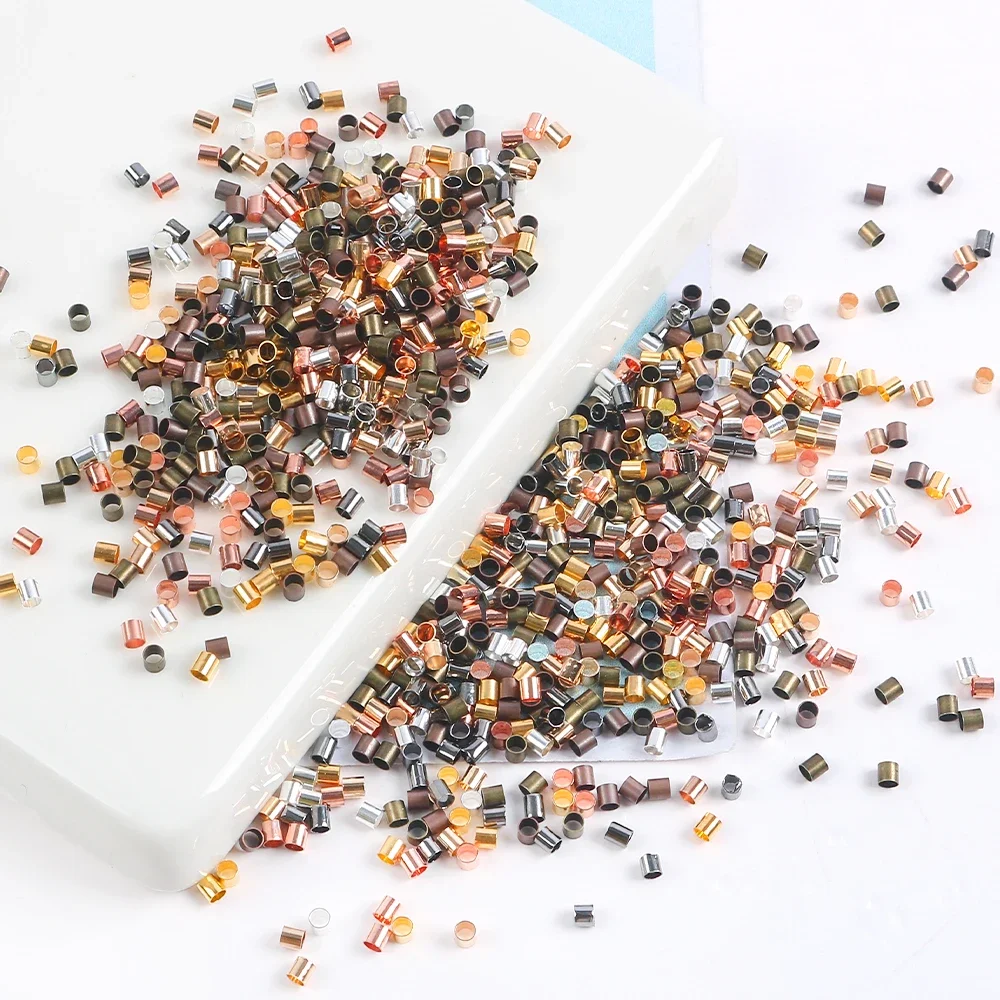 300 шт. 1,5 2,0 2,5 мм, золотые медные трубки, бусины с обжимными концами, пробки, бусины-разделители для изготовления ювелирных изделий, принадлежности для ожерелья