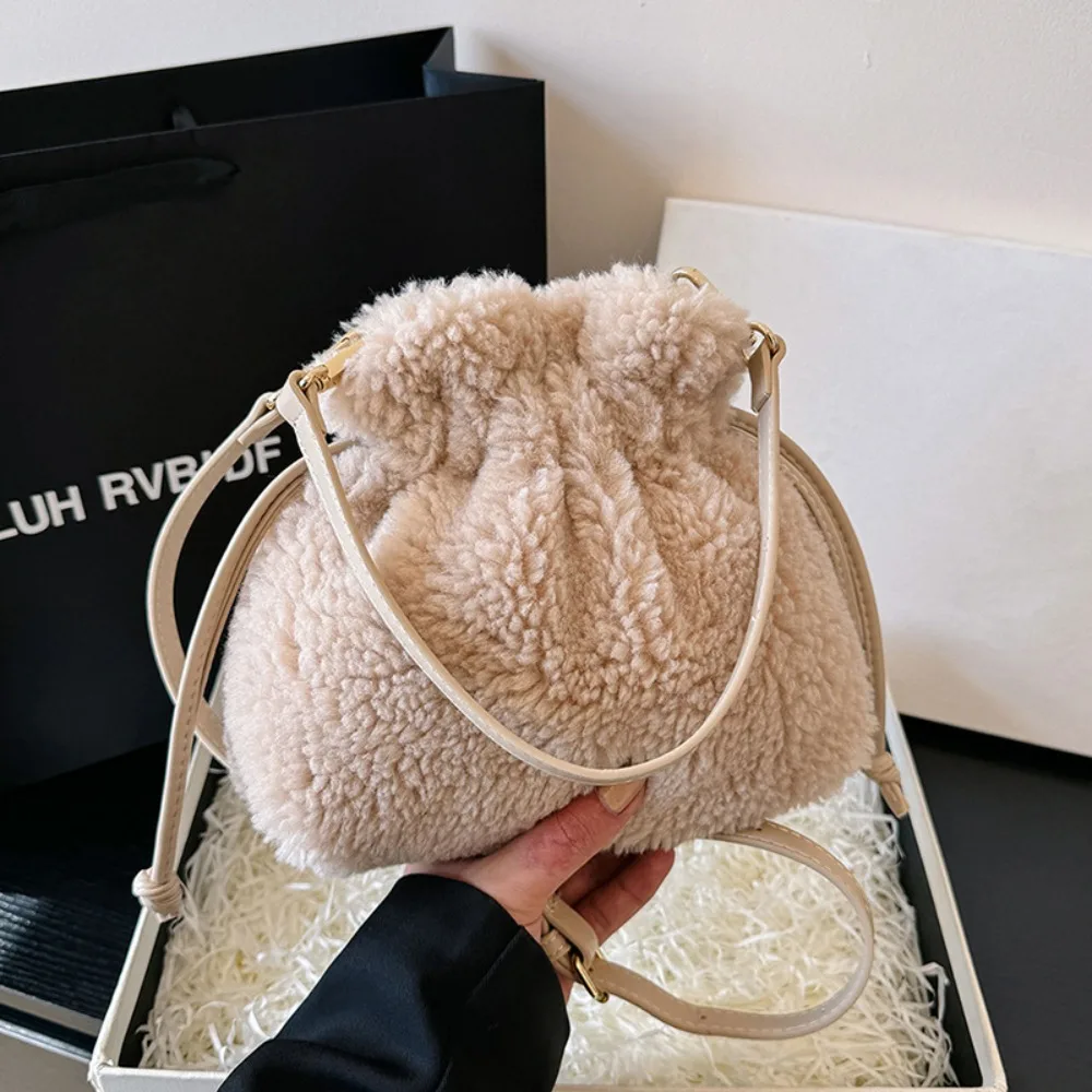 

Модные женские сумки из овечьей шерсти, нишевая сумка-тоут, большая вместительная портативная сумка на шнурке, осень и зима