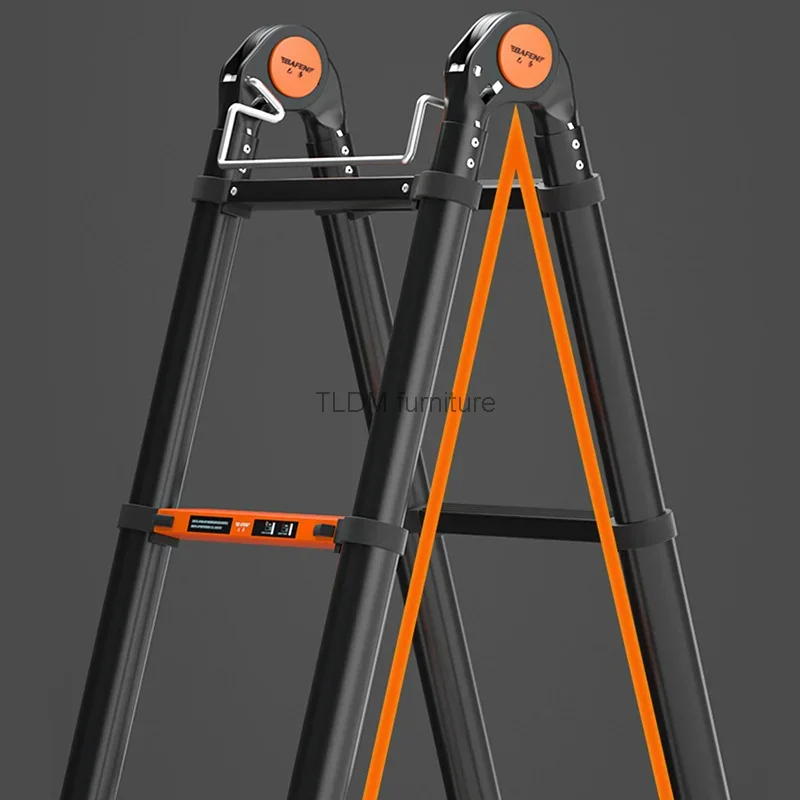 Escalera plegable multifunción de aleación de aluminio, telescópica, gruesa, de espiga, portátil, de ingeniería