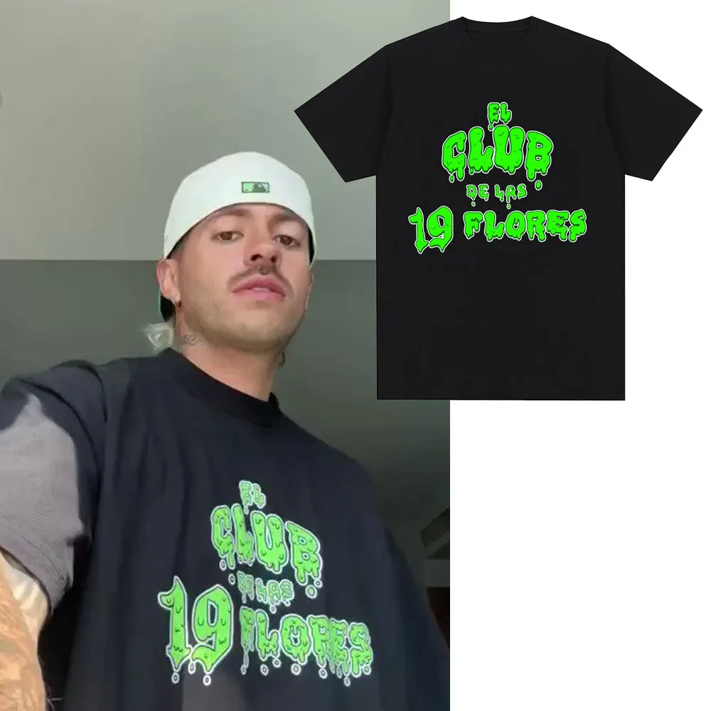 Rapper Feid Ferxxo El Club De Las 19 Flores – T-Shirts im gleichen Stil, Herren- und Damenbekleidung, Hip-Hop-Mode, T-Shirts mit kurzen Ärmeln. – Detail 2