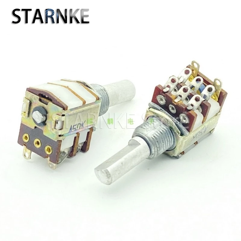 2PCS 12 Type A50K 8-pin Double Adjustable Resistance Power Amplifier Audio Computer Speaker Volume Switch Potentiometer 20mm