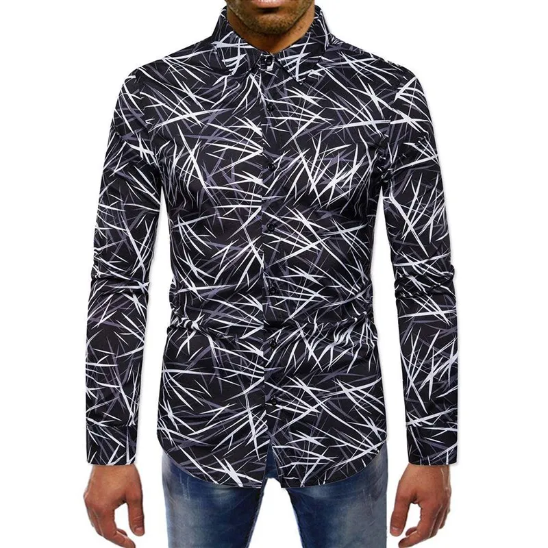 

Autumn Long Sleeve Shirt Digital European Size Men's Casual PU Leather Velvet Fabric Non-Shrinking Non-Fading Thickened Longs...