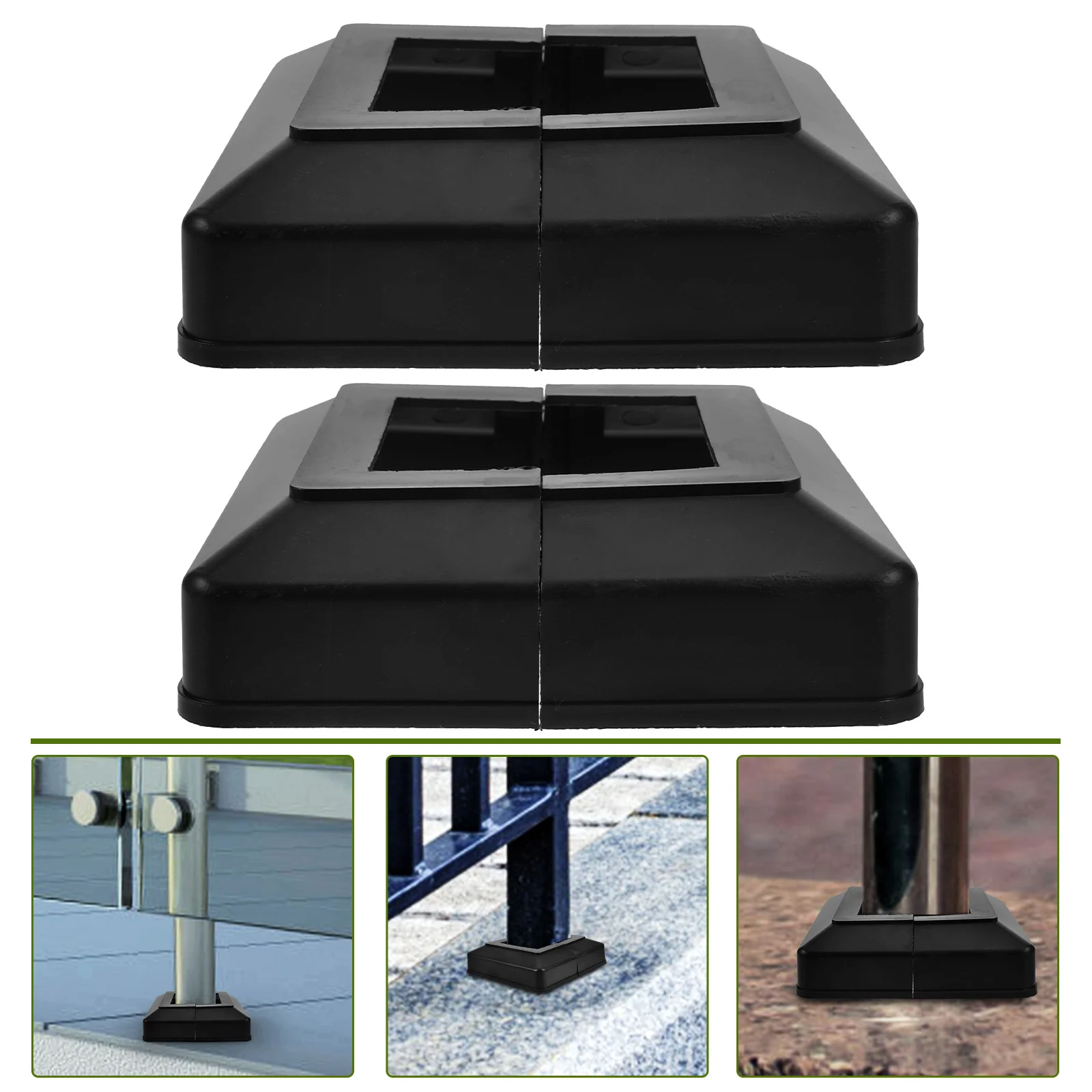 2 Pcs Square Tube Decorative Cover Column Wraps for Porch Fence Post Finials Deck Caps Plastic Decks Dock Covers