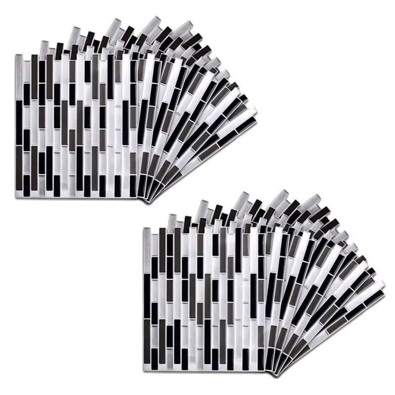 AS94-2X 3D Wall Stickers Brick Wallpaper Tile For Kitchen Bathroom Backsplash Anti-Tile Home Decor 28X23.5Cm