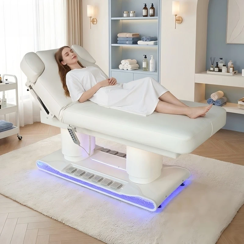 Durable White Heated 4 Motor Full Body Massage Bed with Height Adjustable Modern Luxury Design for Beauty Salon