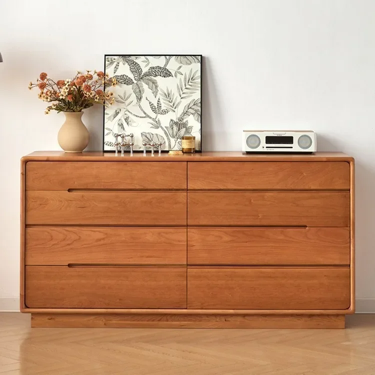 Gabinete de ocho cubos de nogal negro de América del Norte, gabinete de almacenamiento de madera maciza para dormitorio, gabinete simple de nueve cubos de troncos