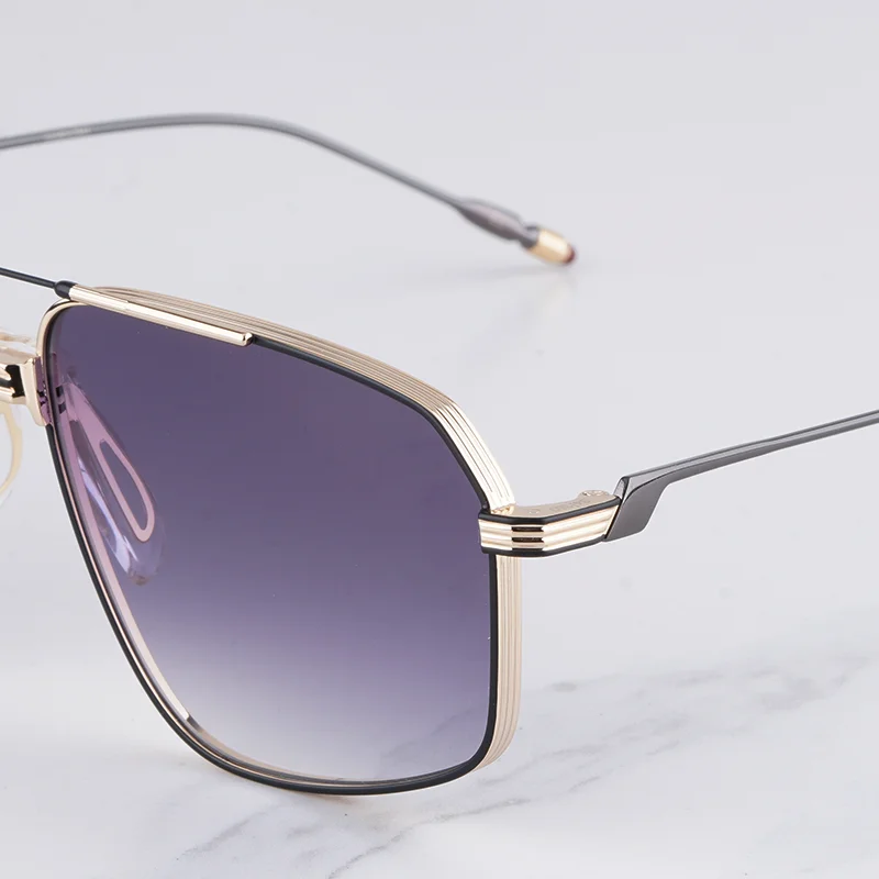 Gafas de Sol de Piloto JAGGER Vintage de Doble Puente en Negro y Dorado para Hombre, Gafas Solares Clásicas de Lujo Ligero de Aleación para Hombre