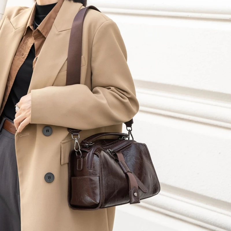 YANATARI torebka damska z prawdziwej skóry torba na ramię torebki damskie torby crossbody luksusowy projektant minimalizm torba skóra bydlęca — zdjęcie 6