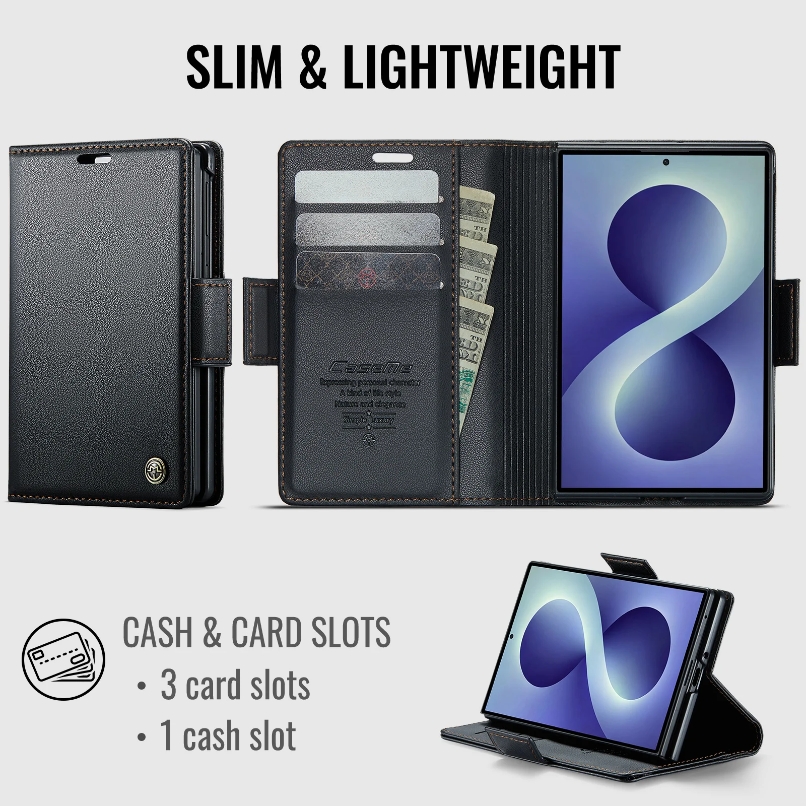 New Wide Fold For Samsung Galaxy Z Fold 8 Caseme-023 Book Style Flip PU Leather Wallet Case Fold Card Slot Bag Stand Phone Cover