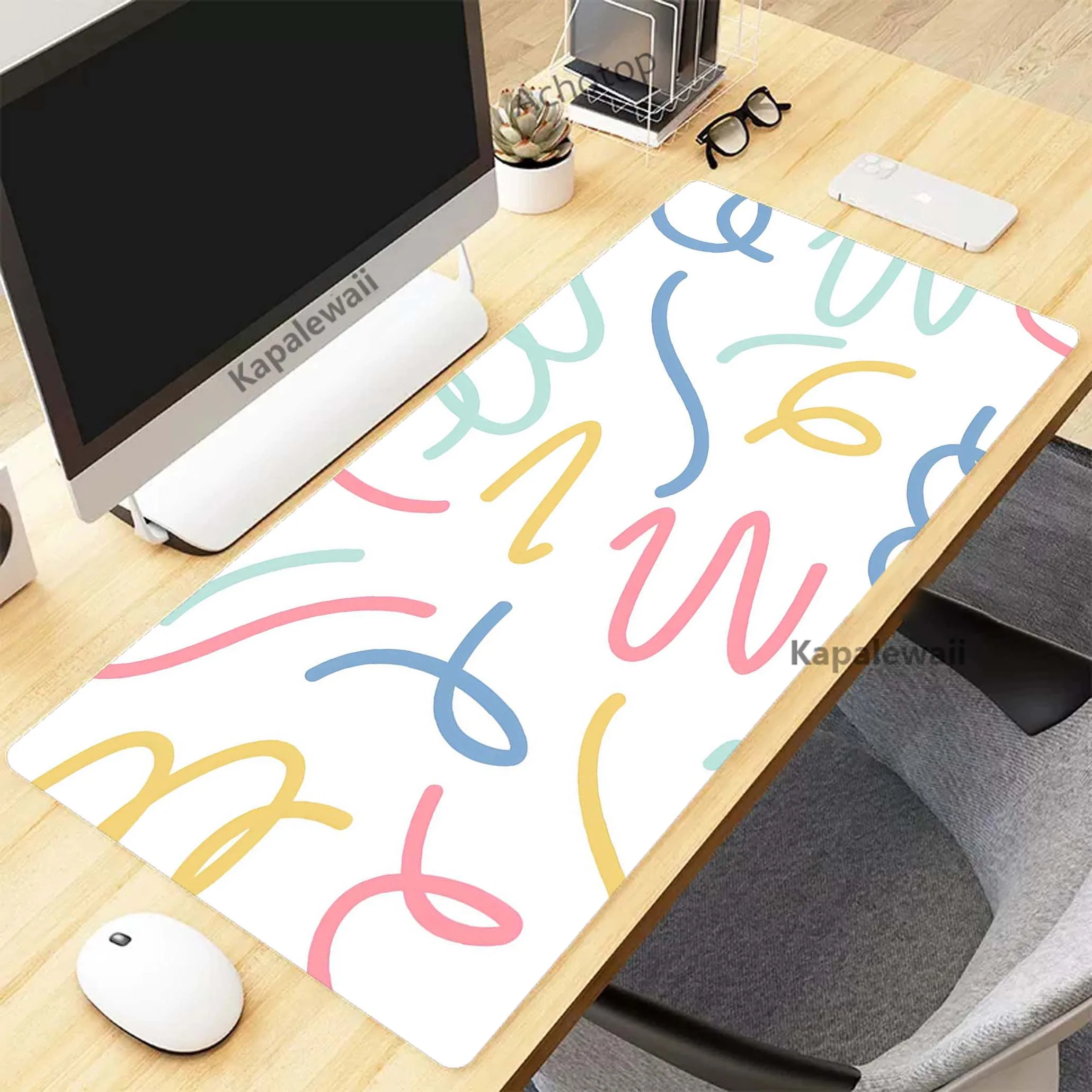 

Colours Kawaii Rainbow Mousepad Gaming Speed Keyboard Pads Mouse Pad XXL Rubber Carpet Locked Edge Mouse Mat 900x400mm