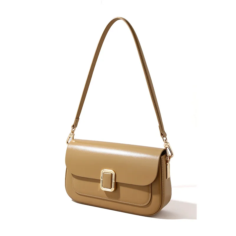 

Cowhide underarm bag 2025 new niche design French vintage crossbody bag fashionable ladies single shoulder small square bag