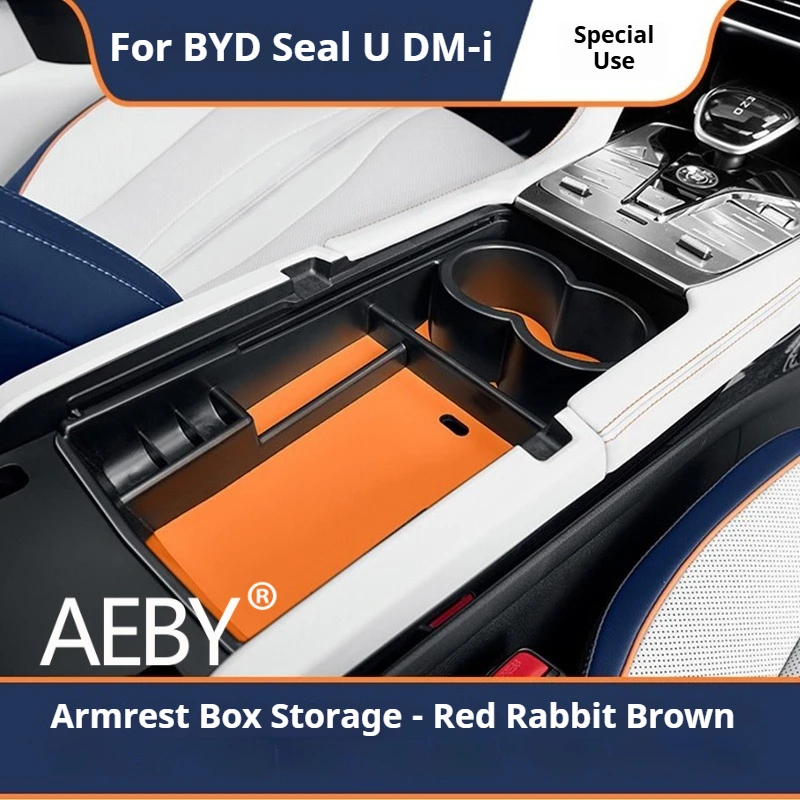 AEBY para BYD Seal U DM-i 2020 2021 2022, caja de almacenamiento para consola central de coche, portavasos, bandeja organizadora, accesorios interiores antipolvo