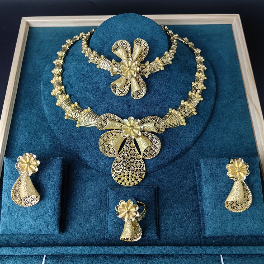 

Gold Plated Jewelry Sets For Women Necklace Set Designed For Beautiful Noble Women Wedding Party Prom Jewelry