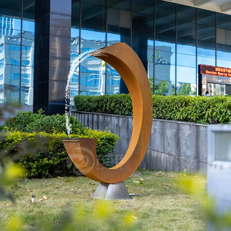 Large Sculpture Courtyard Decoration Water Fountain Garden Metal Art Corten Steel Sculpture