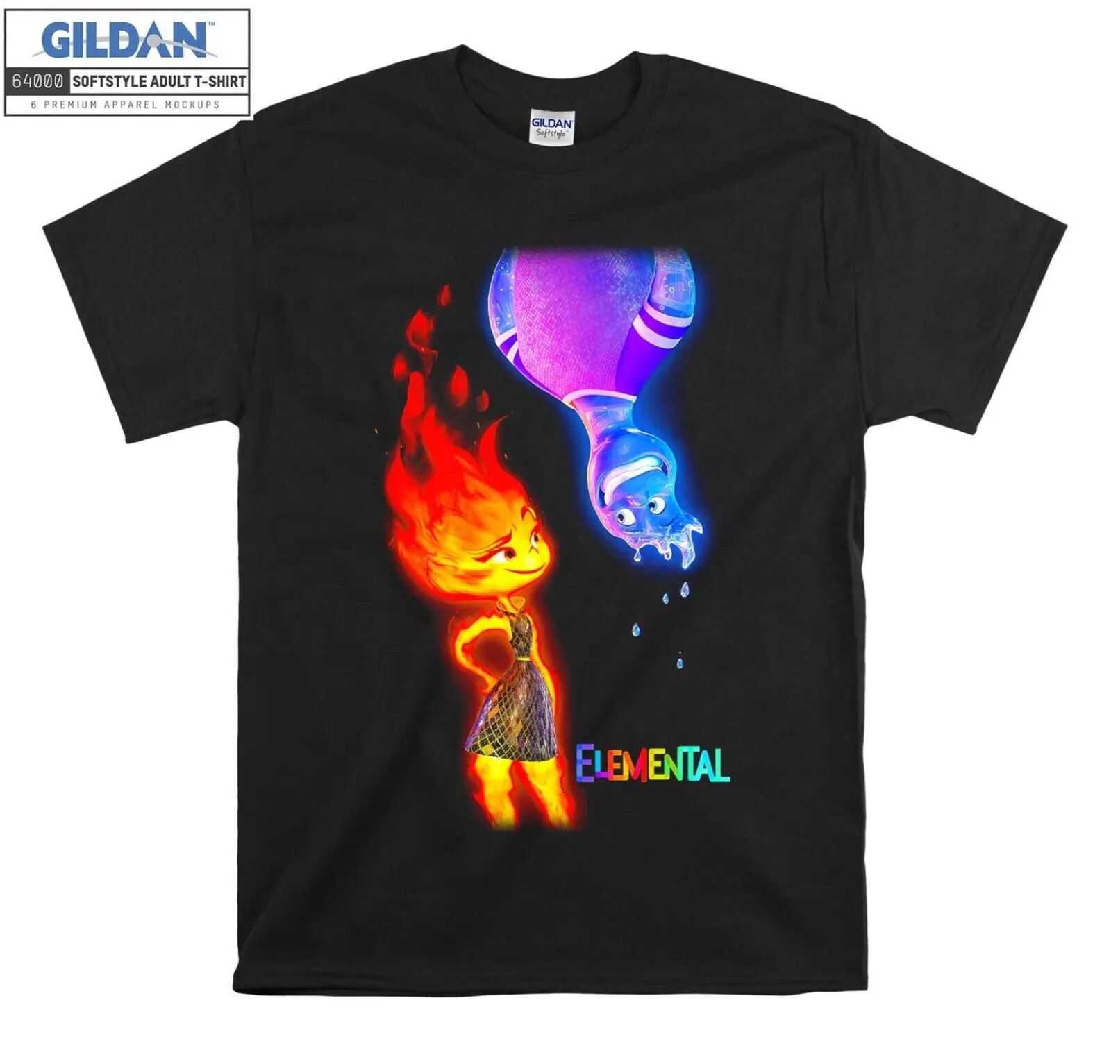 Elemental Fire And Water Movie T shirt F470