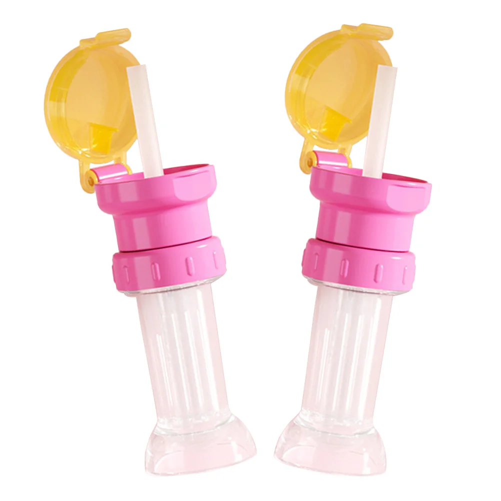 2 Pcs Baby Cup Spill Bottle Caps Portable Water Beverage Lid Toddler Beverages Juice Soda Proof Straw Drinks