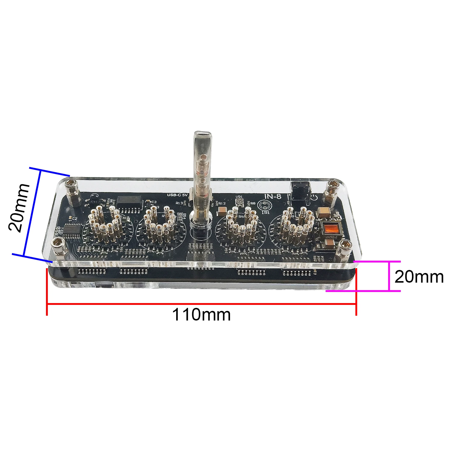 Zegar GHXAMP 4-cyfrowy w 8 Nixie kolorowe podświetlenie LED DC5V USB domowe audio elektroniczny DIY