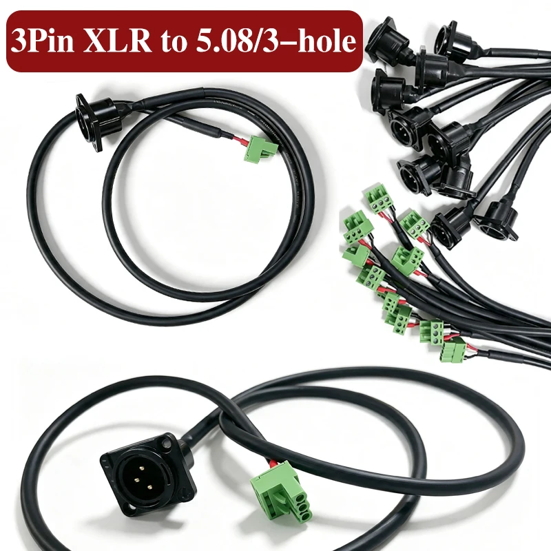 3Pin XLR to 5.08/3-hole Plug Adapter Cable for Audio Processor Disassembly Module PCB to D-type XLR Male and Female Connectors