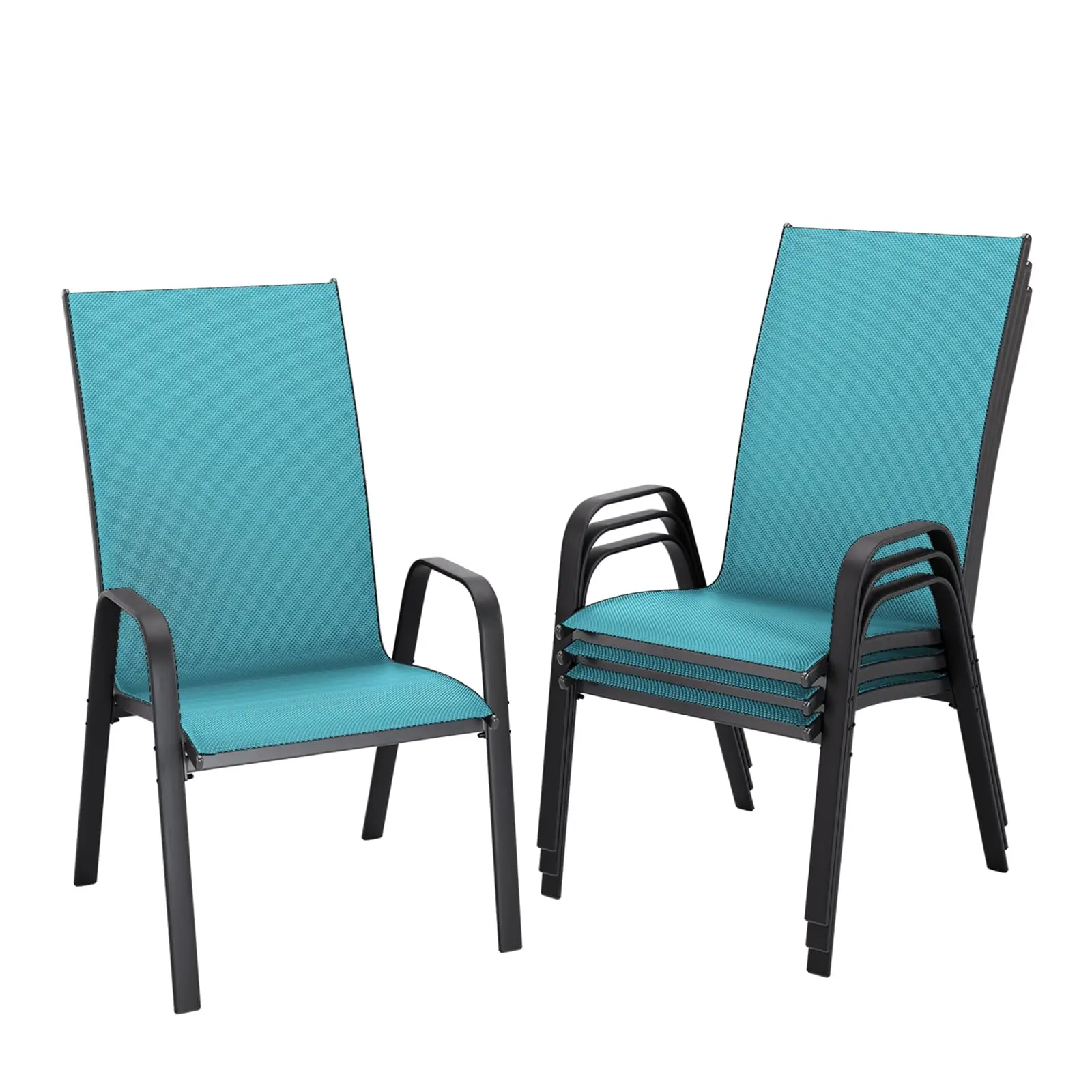Patio Dining Chairs Set of 4, Stackable Outdoor Chairs, Beige