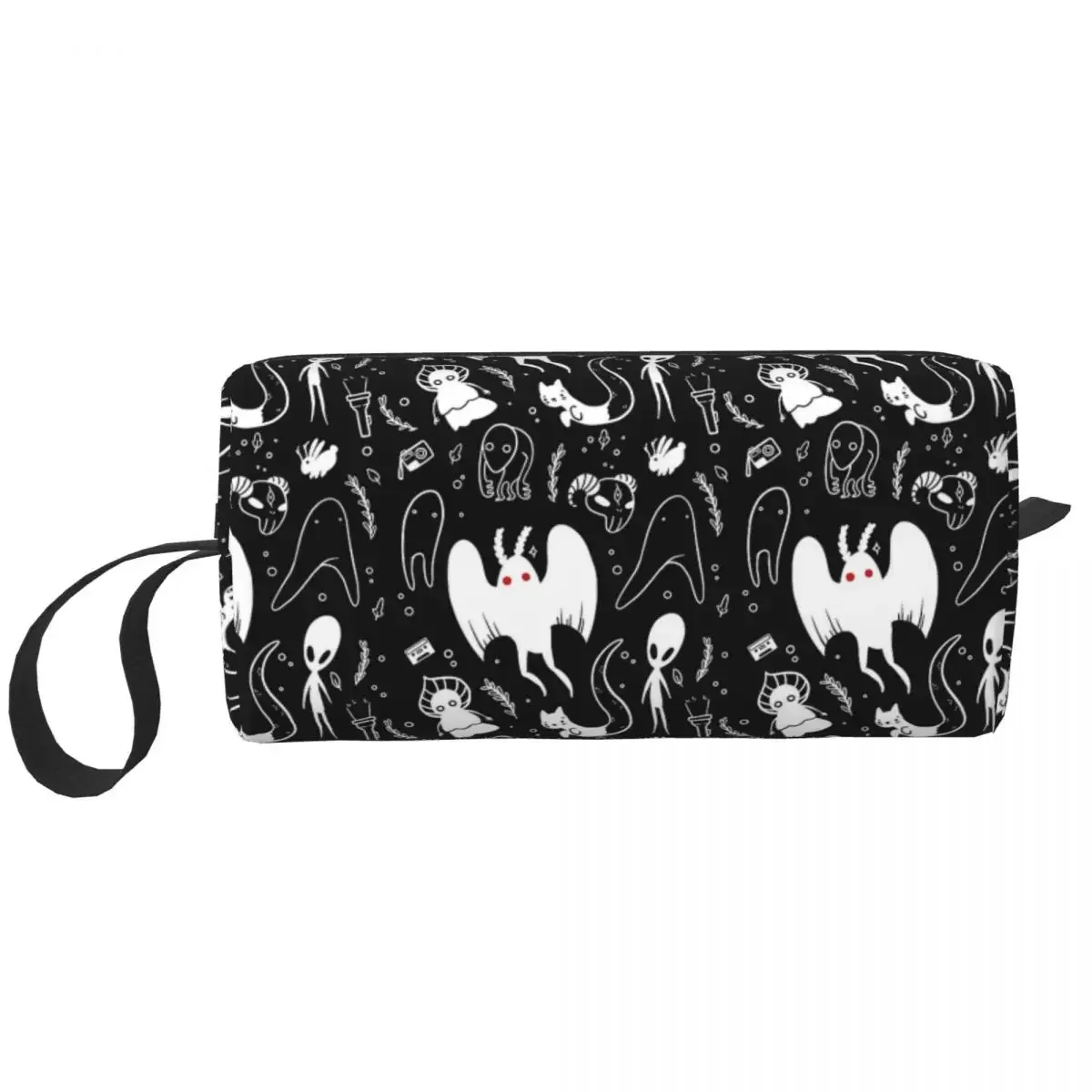 

Cute Mothman Cosmetic Bag Women Makeup Bags Cryptids in Black Travel Daily Toiletry Bag Organizer Storage Bag