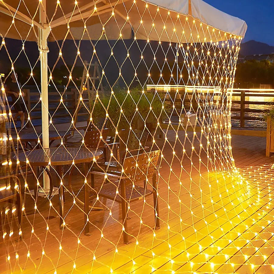 

New 3X2M/2X2M LED Fish Net String Lights Outdoor Waterproof 8 Modes Christmas Garland Fairy Lights for Party Garden Patio Decor