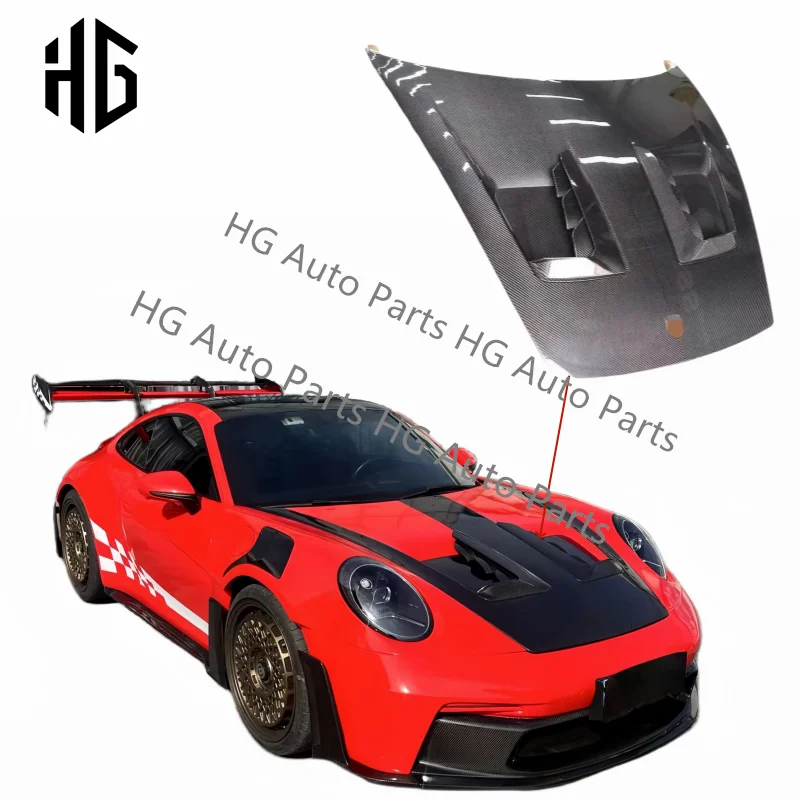 GT3RS Style Carbon Fiber Front Engine Cover Car Bumper Hoods For 2020 Porsche 911 992 Carbon Bonnet Cover Accessories