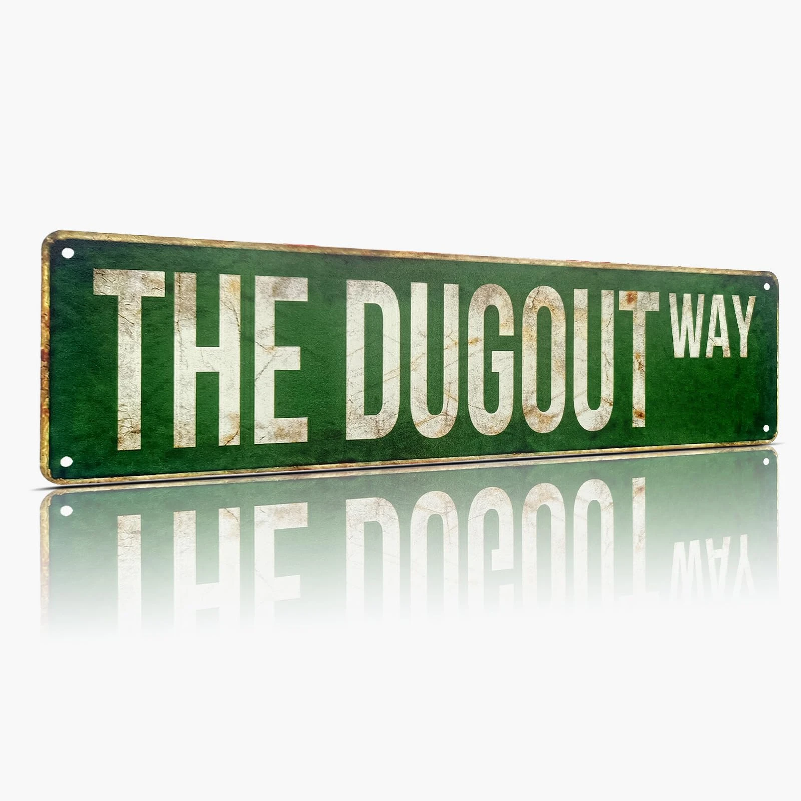Vintage Aluminum Baseball Road Sign 38.1 X 10.1 Cm Country Green Sports Wall Decor for Man Cave Boys Room Garage Game Room Gift