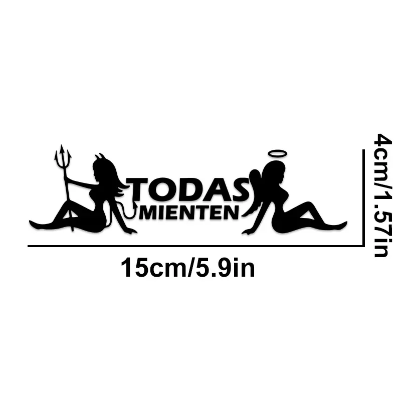 1PC TODAS MIENTEN Angel and Devil Funny Motorcycle Stickers for Motorbike Front Windshield Fuel Tank Scooter Body Vinyl Decals