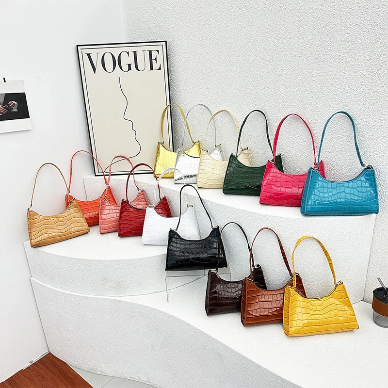 

Fashion Pu Leather Bags for Women Alligator Pattern Armpit Handbag Female Small Underarm Messenger Bag Purse Commuter Bag