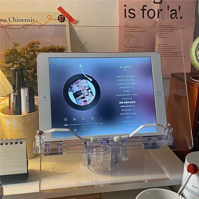 

Ins Clear Acrylic Tablet Desktop Stand Holder for Macbook Air Ipad Pro 12.9 Adjustable Reading Book Holder Laptop Stand for Desk