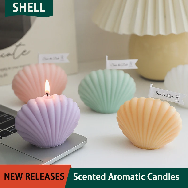 Shell Shape Scented Aromatic Candles Natural Soy Wax Candles Aesthetic Aromatherapy Candle Home Decoration Background Props