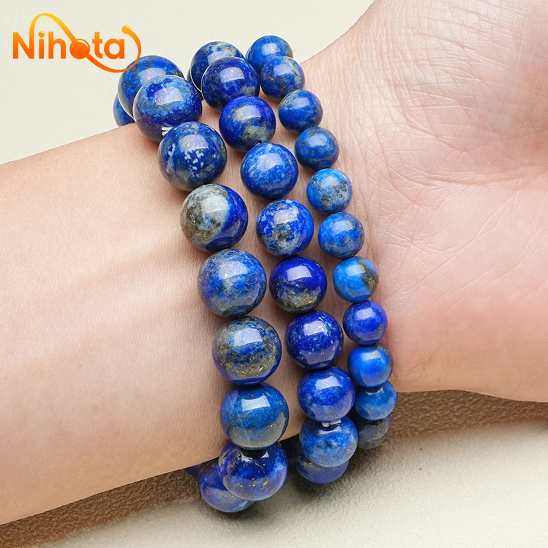 Natural Stone No Dyed Lapis Lazuli Bracelets Women Girl Fashion Stone Handmade Strength Yoga Healing Energy Jewelry Gift Pulsera