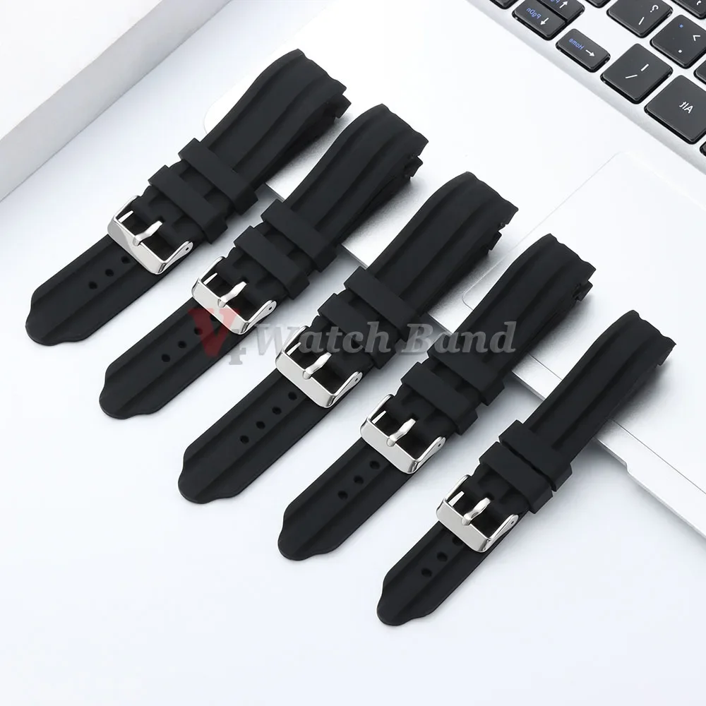 18 20 22 24mm Dickes Weiches Silikon-Gummi Gebogenes Armband mit Gebogenem Ende Silikon-Uhrenarmband Sport Wasserdichtes Handgelenkband Zubehör – Detail 2