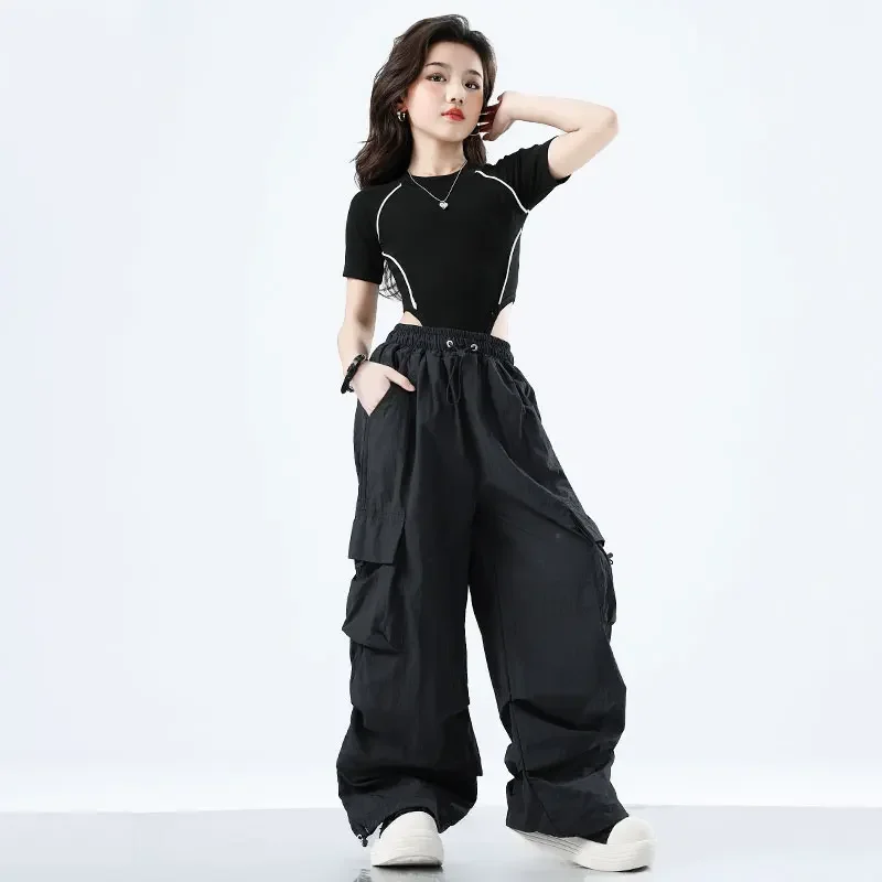 Hip Hop Kleidung Kinder Crop Top Street Dance Cargo Hosen Mädchen K-pop Streetwear Kinder Jazz Kostüme Bühne Tanzen kleidung Set