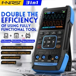 FNIRSI 2C23T Handheld Digital Oscilloscope Multimeter + Function Signal Generator  2023 Latest 3IN1 Dual Channel 10MHZ*2 50MS/s