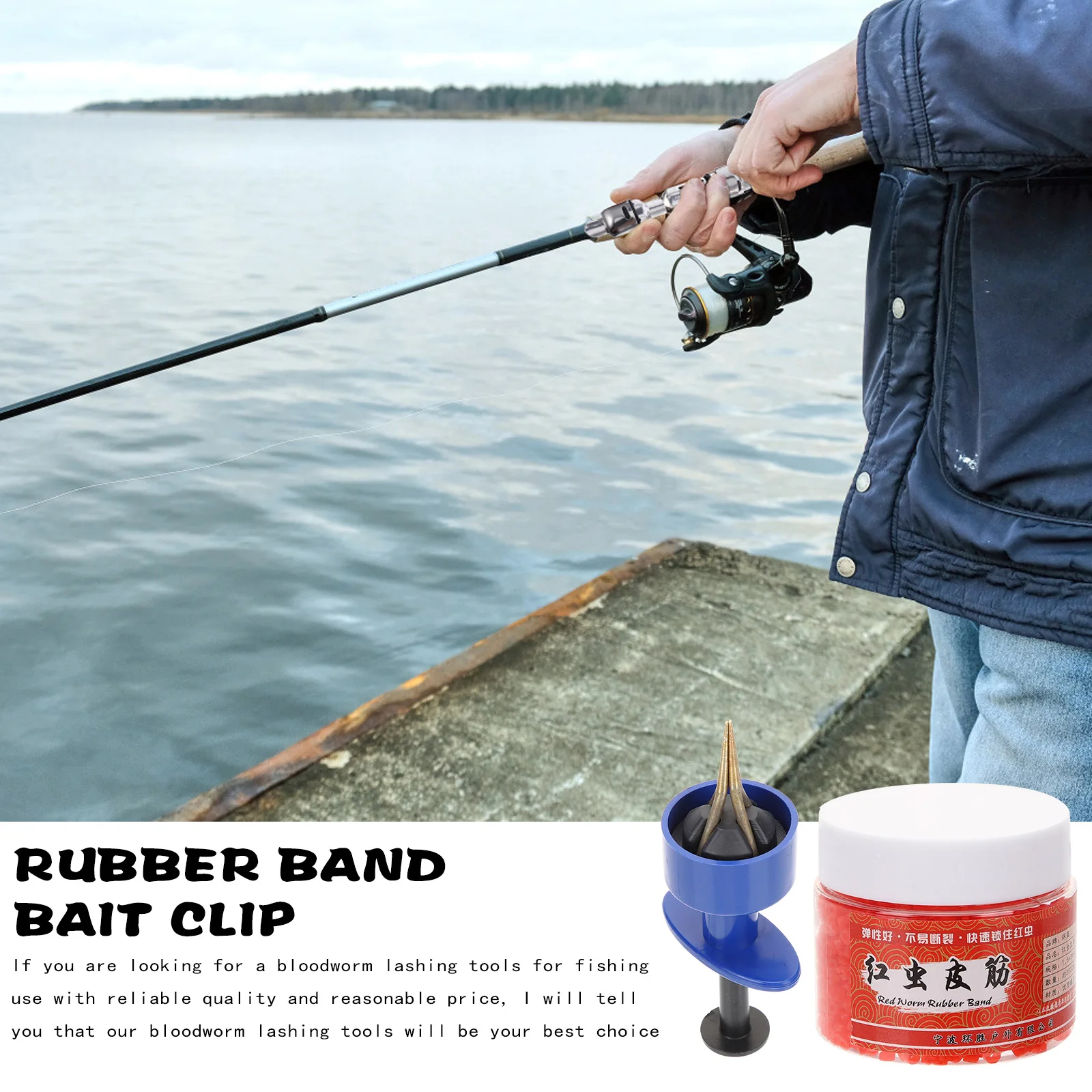 

Red Worm Rubber Band Set Fishing Baits Supplies Outdoor Bass Hooks Catching Clamps Abs Accessories