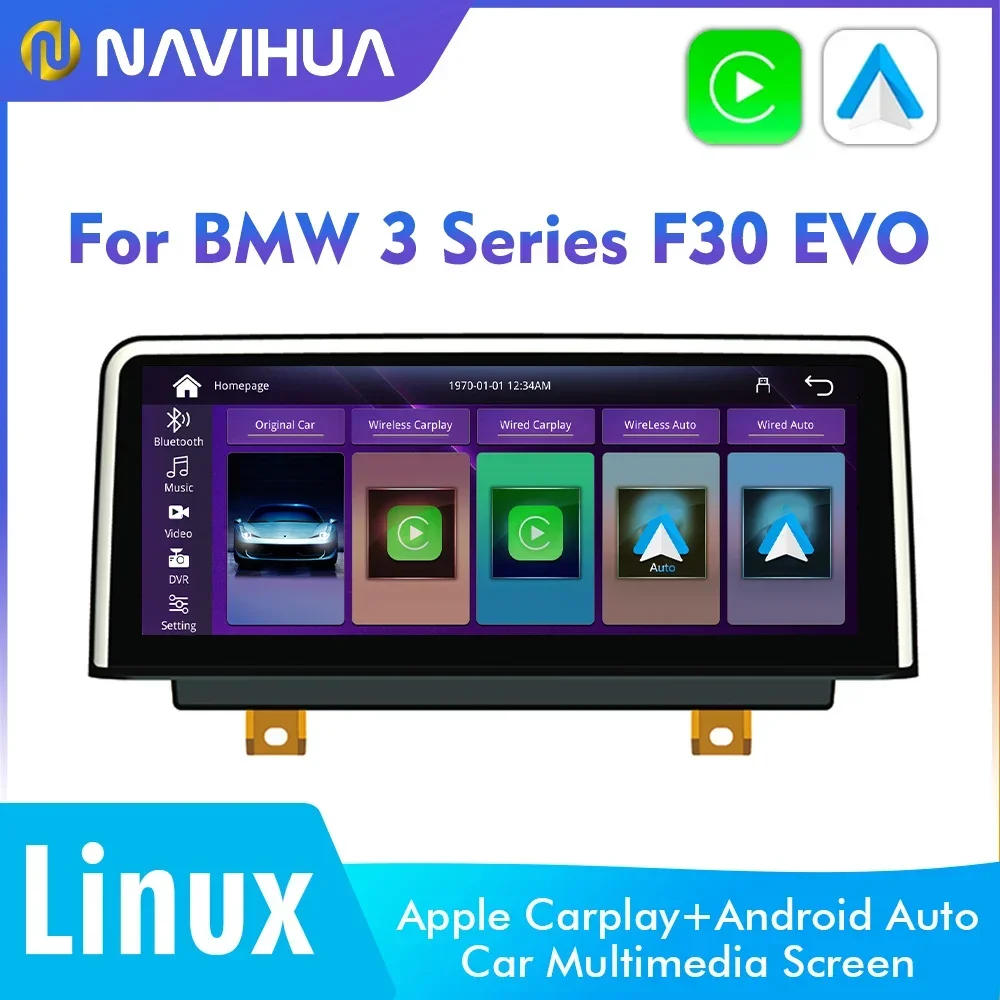 Navihua for BMW 3 Series F30 NBT EVO 10.25'' Screen Linux System GPS Navigation Car Radio DVD Player Apple Carplay Android Auto