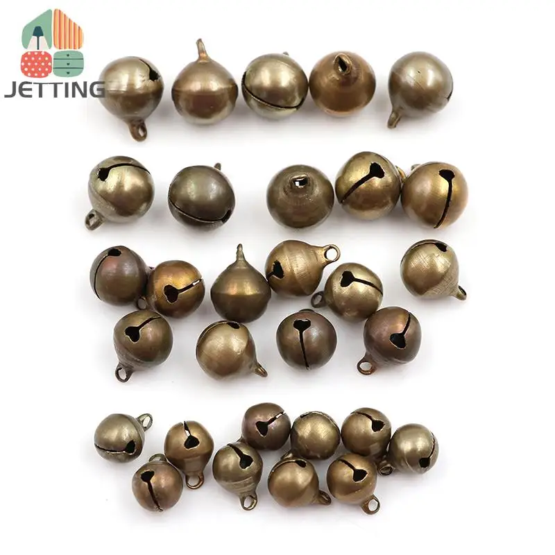 Cuentas sueltas de cascabel de Metal de bronce, 10x10/12/14cm, decoración de fiesta, decoraciones para árboles de Navidad, accesorios para manualidades DIY