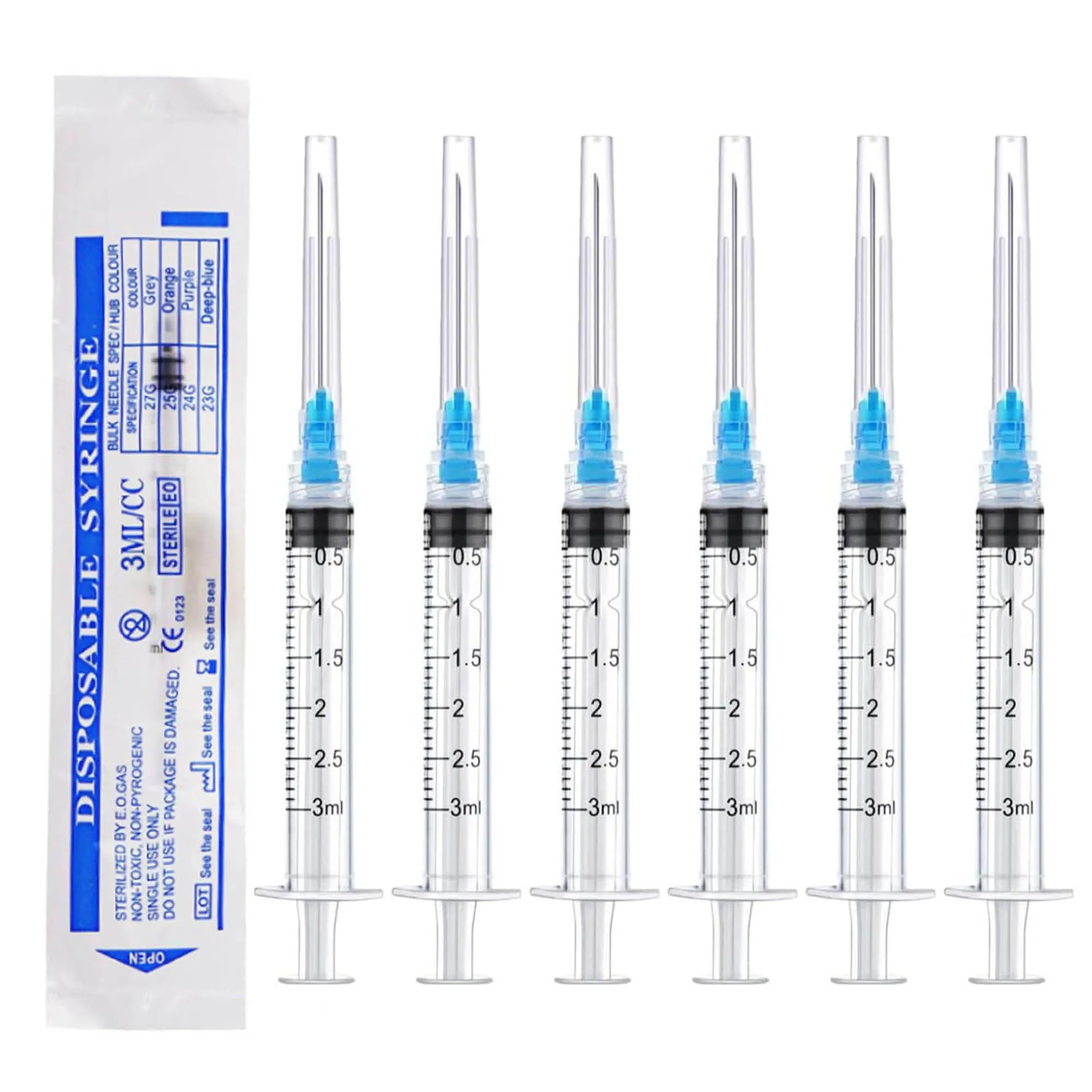 100Pack 3ml Disposable Luer Lock Syringes with 23Ga 1 Inch Stainless Needle Individually Sealed Packed For Pet Farm Animal