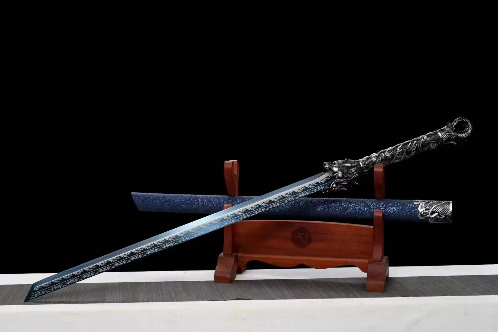 Owlet Dragon Battle Sword, Real Multi Refined High Manganese Steel Blade, Metal Handle, Chinese Kungfu Wushu Weapon, Unsharpened