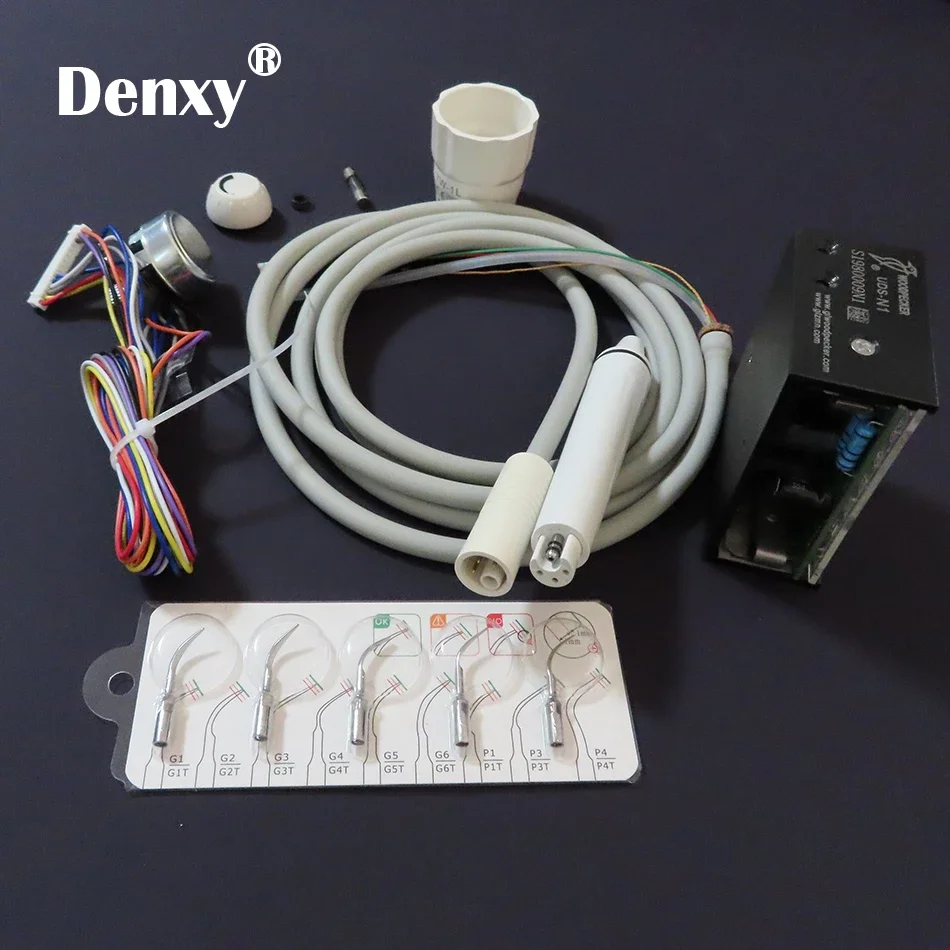 Denxy 초음파 피에조 전기 내장 스케일러, 치과 유닛 치아 미백 청소용, LED 또는 LED 없음, 고품질 N2, 1 세트