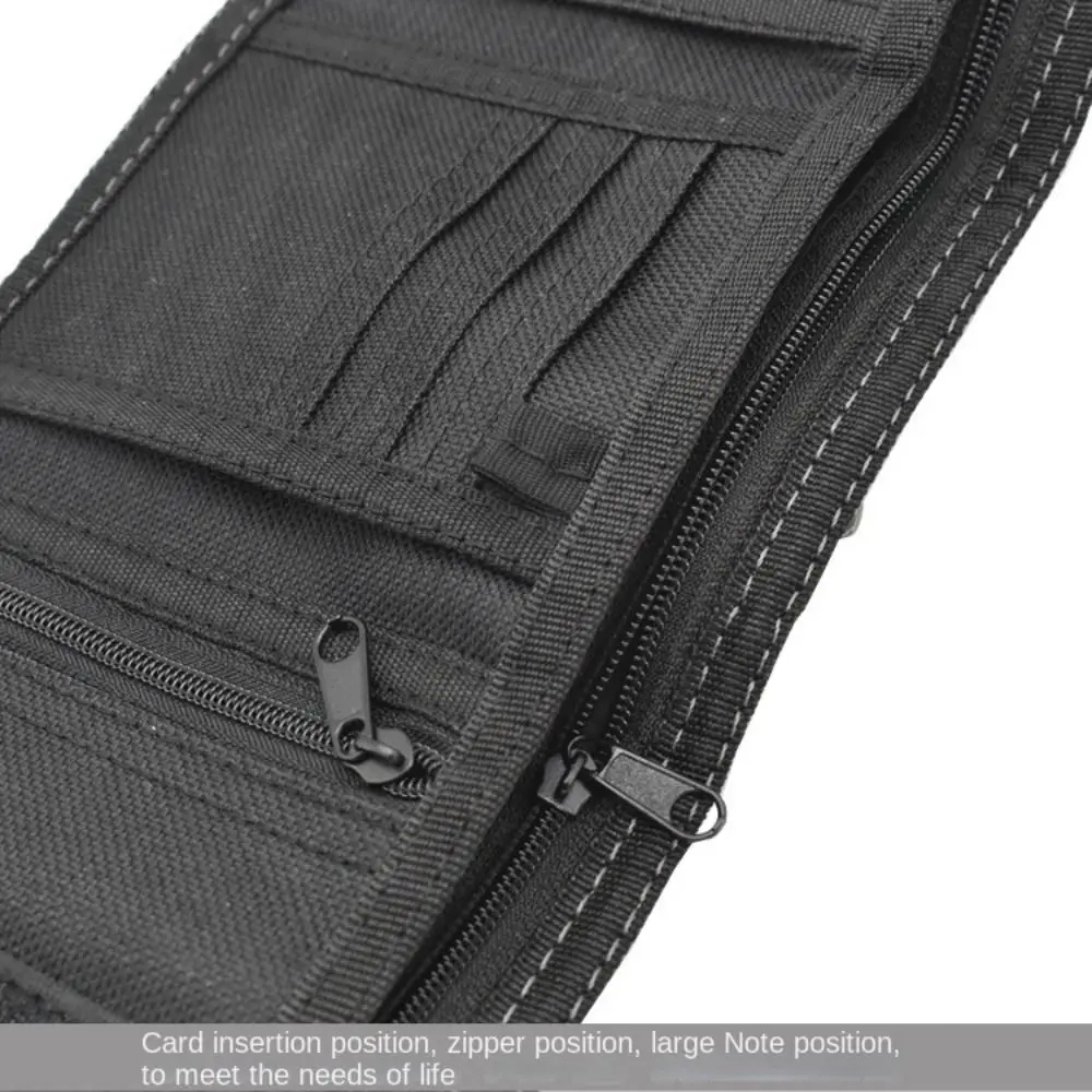 Black Men's Short Wallet Touch Fastener Multi-position Male Oxford Cloth Purse Leisure Durable 3 Fold Purse Daily Use
